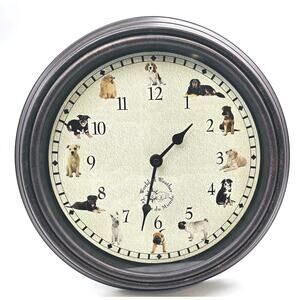 World Of Weather Dog Chime Wall Clock 12” WORKS EUC